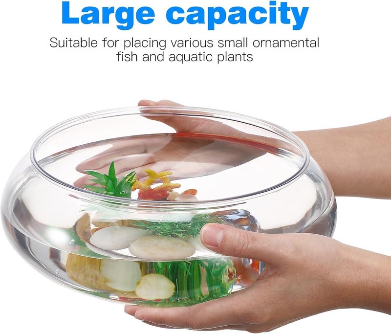 NIYANGLE 0.74 Gallon Round Fish Bowl, Plastic Clear Bowl Vase Shallow Planter Bubble Bowl Aquatic Plant Pot Hydroponic Plants Succulent Planter Fish Tank Aquarium Bowl for Home Office Decor - Image 3